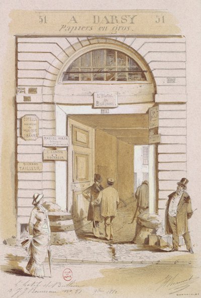 Entrance of the Hotel Bullion, 57 rue Jean-Jacques Rousseau, Paris, 1880 by French School